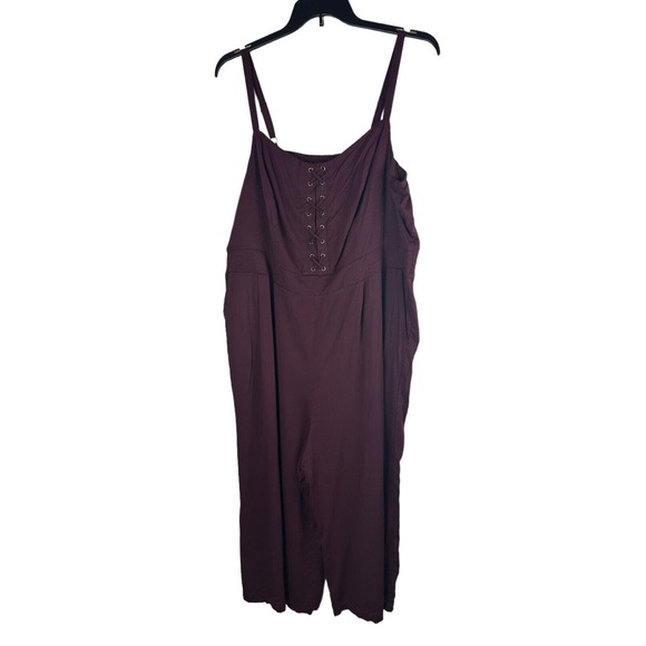 NWT Torrid Challis Lace Up Culotte Jumpsuit Burgundy Winetasting Plus Size 3 3X - Picture 15 of 16